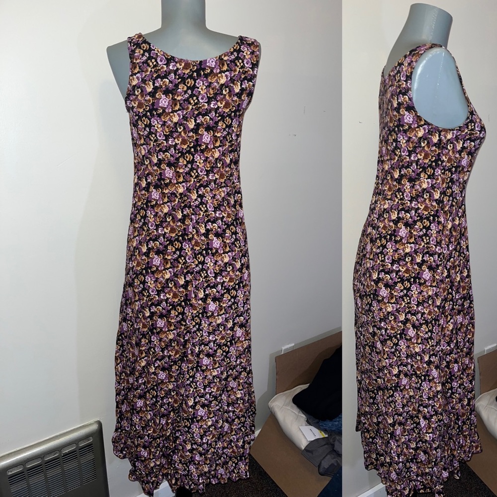 Vintage All That Jazz ankle Dress Women Black Floral Sleeveless Scoop Ne… - Picture 1 of 9